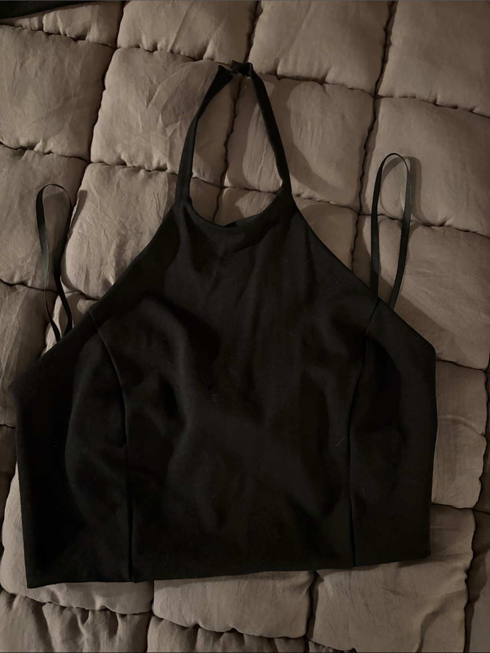 bebe Black Halter Crop Top with Slim Straps